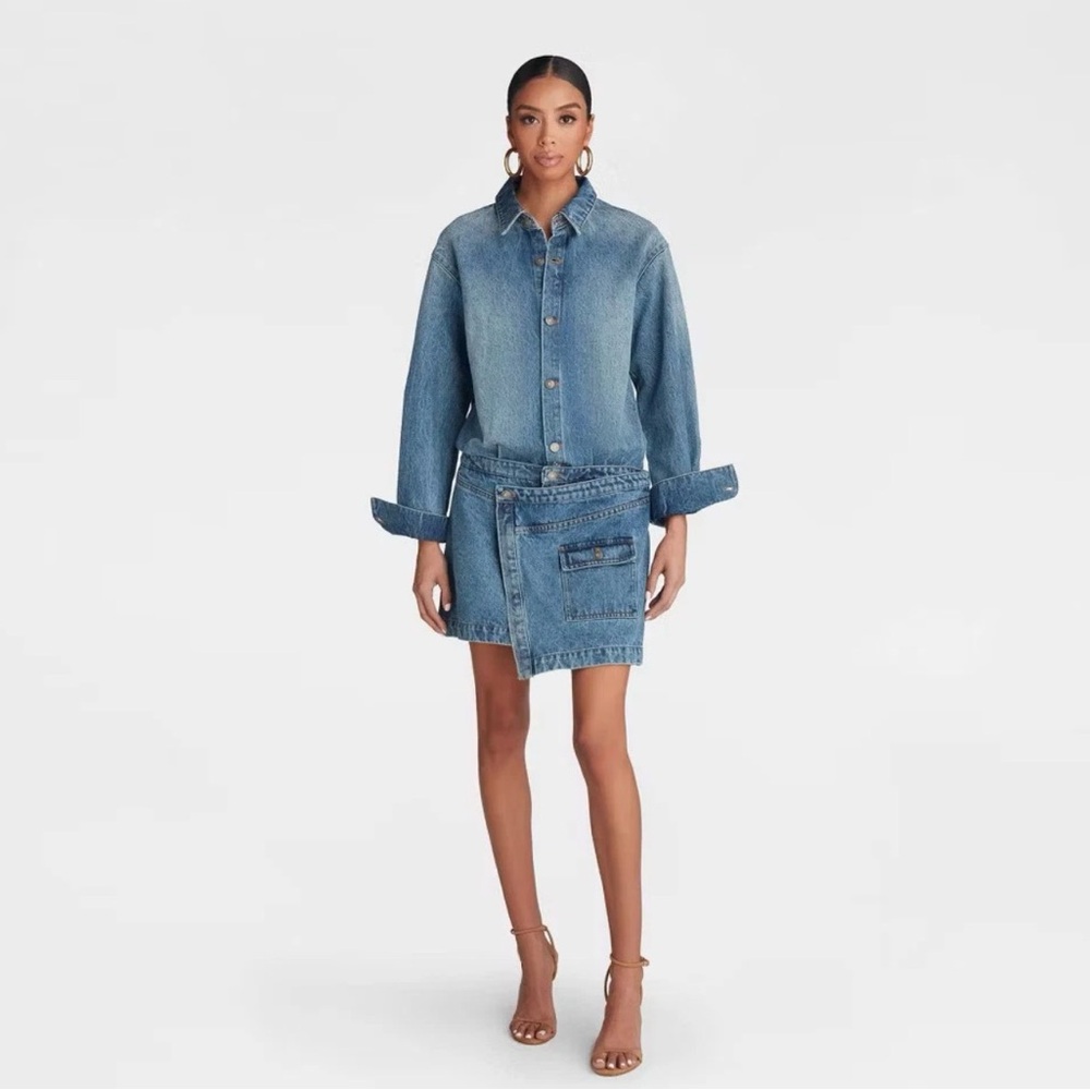 KBB by KAHLANA Women's Long Sleeve 'The Asymm Denim Dress' - Medium blue